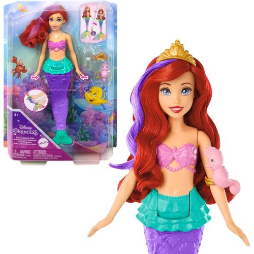 Eryi-Disney Princess Jouet Aquatique Poupée Ariel La Petite Sirène Nageuse Et Figurine Hippocampe, Avec Cheveux Et Queue De Sirène Couleur, Jouet Enfant, A Partir De 3 Ans, Hpd43