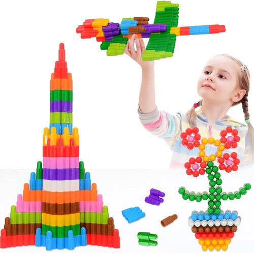 ERYI-Kids Ensemble De 140 Blocs De Construction Jouets De Construction - Jouets D'Apprentissage Stem Ensemble D'Apprentissage Pour Enfant - 10 Couleurs Jouets De Construction Pour Enfants De 3 Ans Et