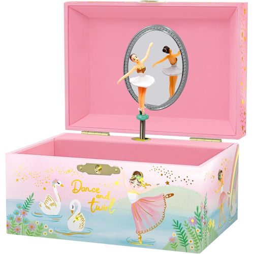 Boîte à Bijoux Musicale Ballerine pour Filles - Boîte à Musique Danseuse pour Enfants avec Miroir, Cadeaux d'Anniversaire pour Petites Filles, Boîtes à Bijoux, 15,2 x 11,8 x 8,9 cm - 3-10 ans, Rose