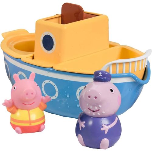 ERSAN-Bizak Tomy E73414 Le Jouet Bateau de Papy Pig - Bain Peppa en 4 Parties avec Arroseurs Amovibles et Moulin à Eau Convient aux garçons Filles Agés 18 Mois ou Plus., Multicolore