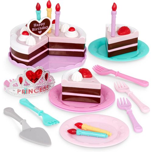 Eryi-Li'l Woodzeez Play Circle Gâteau D'anniversaire De Princesse - Jeu De Simulation - 24 Pièces - Assiettes Et Bougies Accessoires, 3 Ans Et Plus, Grise