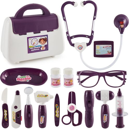 ERYI-Malette Docteur Enfant Mit Stéthoscope, Thermomètres, Seringues, Kit Medecin Enfant 3 Ans, Jeux D'Imitation Cadeau Pour Garçon Et Fille, Violet