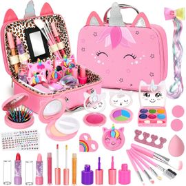 ERYI-Maquillage Enfant Jouet Filles, Lavable Malette Maquillage Jouet Pour Enfant, Coffret Maquillage Enfant Filles Makeup Set, Cadeau De Noël Anniversaire Jouet Pour Princesse Fille 3 4 5 6 7+ Ans