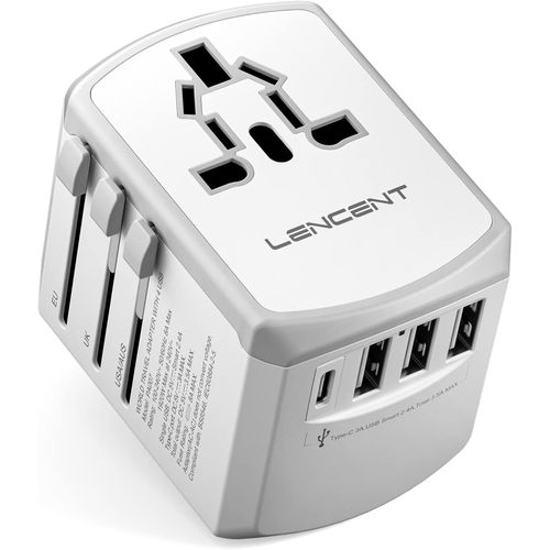 COPO-Adaptateur De Voyage Prises Anglaise/Europe/Americaine/Australie,Chargeur De Voyage Internationale,3 Usb Et 1 Type-C Murale Adaptateur Ac Universel Et Pour Plus De 200 Pays,Blanc