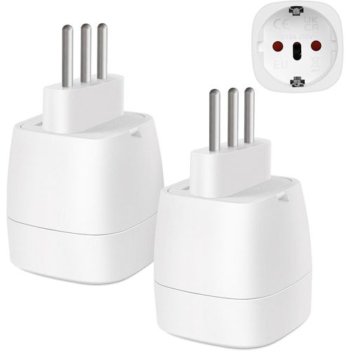 ¿2 Pièces¿ Adaptateur De Voyage Italie, 2 Broches Europe Vers 3 Broches Type L, Adaptateur De Prise Italie Pour Pour Syrie, Uruguay, Chili, Maldives[Z22]