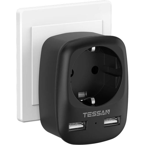 COPO-Adaptateur Prise Anglaise Uk Angleterre France,Prise Irlande Avec 2 Usb,Anglaise Vers France Pour Irlande Royaumeuni Qatar Bretagne Écosse,Adaptateur Type G,Noir