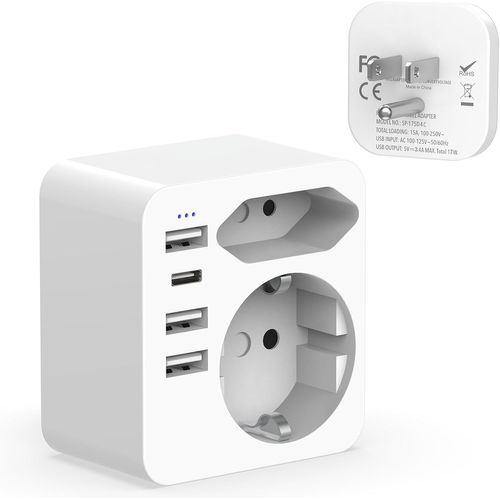 KALANKA-Adaptateur Prise Voyage USA,6in1 France vers USA avec 3USB A Et 1USB C¿3.4A 17W¿,Portable, Multifonctions Prise AméRicaine FrançAis,Type B