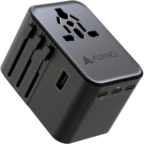 SUBZONAL-AUNNO Adaptateur Prise Universelle, Adaptateur Voyage de Prise 30W avec 3 USB-C et 2 USB-A, avec Double Fusible de Sécurité pour l'europe, Le Royaume-Uni, Les États-Unis, Adaptateur Prise ve