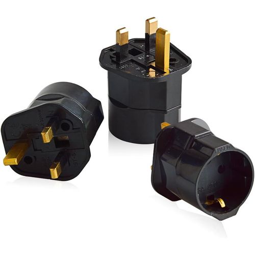 COPO-3X Adaptateurs De Voyage Uk,Gb,Angleterre Vers Prise Européenne France (Schuko) Pour Uk,Royaume-Uni,Anglais,Noir