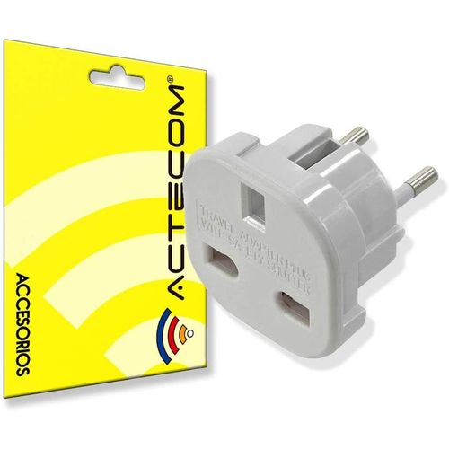 KALANKA-ACTECOM® Adaptateur universel de voyage : Convertisseur de courant Type G vers C/E/F, Blanc, 230 volts, 1 prise, Adaptateur de prise UK vers UE, Compatible appareils