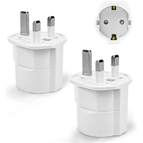 SUBZONAL-2 Pièces Adaptateur Prise Anglaise, Adaptateur de Voyage France vers UK, Adaptateur de Prise pour Irlande, Angleterre, Ecosse, Dubaï, Malte, Adaptateur Type G (Blanc)