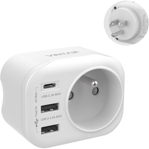 COPO-1Pc Adaptateur Prise France Vers Mexique Thaïlande Americaine Usa Canada Française Adaptateur De Voyage Avec 2 Usb-A Et 1 Type-C 3A,Type B