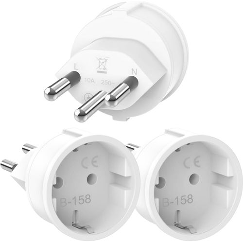 3 Pièces Adaptateur De Voyage, Adaptateur Franch Vers Suisse, Adapter Allemand À 2 Broches Vers Switzerland À 3 Broches, Prise Ue De Vers Type J Pour Voyage Maldives, Rwanda, Liechtenstein[Z5097]