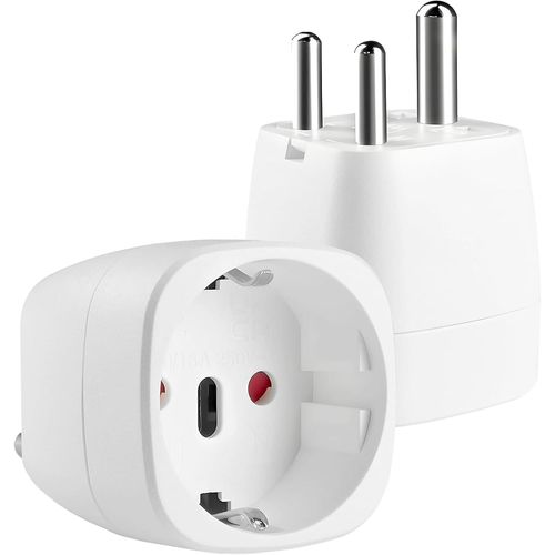 KALANKA-2 Pièces Adaptateur Prise France vers Inde, Adaptateur de Voyage UE vers Inde, Plug Europe vers Indien, Adapter Type D pour Sri Lanka, Inde, Népal, Maldives (Blanc)