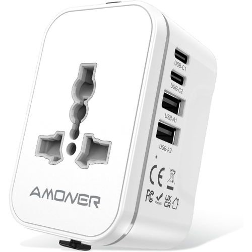 KALANKA-Adaptateur de Voyage Prise Universelle, Adaptateur International avec 2 USB C et 2 USB A Prises de Courant AC Universelles Adaptateur de Voyage France USA UK ThaïLande Italie Allemagne