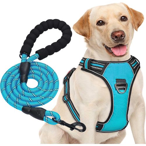 Jgd-¿ Harnais Anti-Traction Pour Chien De Taille Moyenne Et Grande, Réglable, En Tissu Oxford Réfléchissant, Facile À Contrôler, Avec Une Laisse Robuste Gratuite