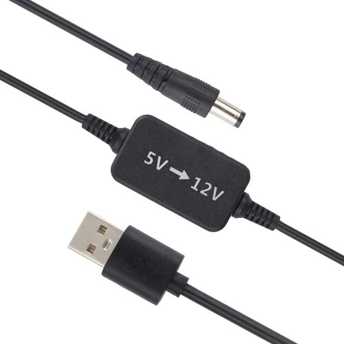 JGD-Câble convertisseur de tension USB vers 12 V CC (connecteur 5,5 x 2,1 mm) - Transformateur et adaptateur d'alimentation - Câble de charge de 1,5 m (5 V-12 V)