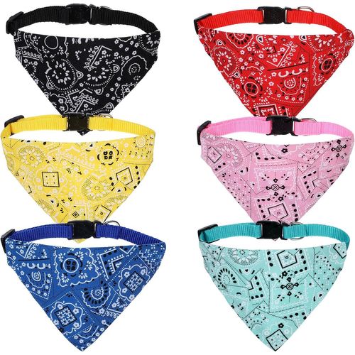 Eryi-Lot De 6 Colliers Mignons Pour Chien Avec N?ud Papillon Amovible, Collier Réglable Pour Animal Domestique, Colliers Bandana Pour Chiots Et Petits Chiens