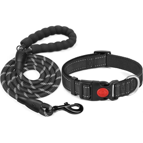 Jgd-Collier Pour Chien Réfléchissant Rembourré En Néoprène Souple Et Respirant, Réglable En Nylon Pour Petits, Moyens Et Grands Chiens