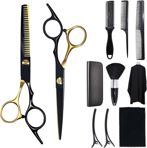 Ciseaux Coiffure Set,Acier Inoxydable Hair Cutting Scissors Professionnels,Ciseaux Coiffure Vec Peigne Cheveux Ciseaux,Clips,Pour Hommes,Femmes 