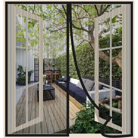 Wag-Moustiquaire Porte Fenetre 40x140cm, Noir Rideau Moustiquaire Fenetre Aimantée, Respirantes, Maille Ultra Fine, Anti-Moustiques Pour Salon, Fermeture Automatique, Avec Bande Adhésive