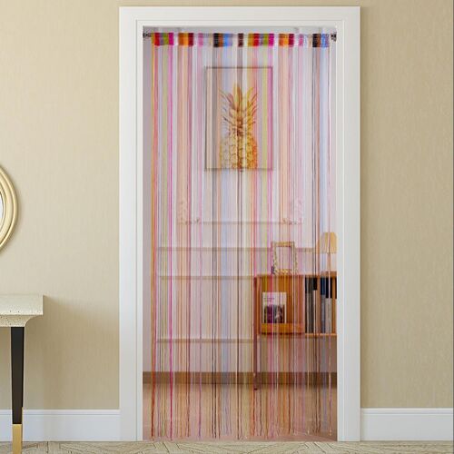 KALANKA-Rideau de porte à fils moustiquaire ¿ 100 x 200 cm ¿ Couleur macaron ¿ Protection anti-mouches pour porte de balcon et fenêtre