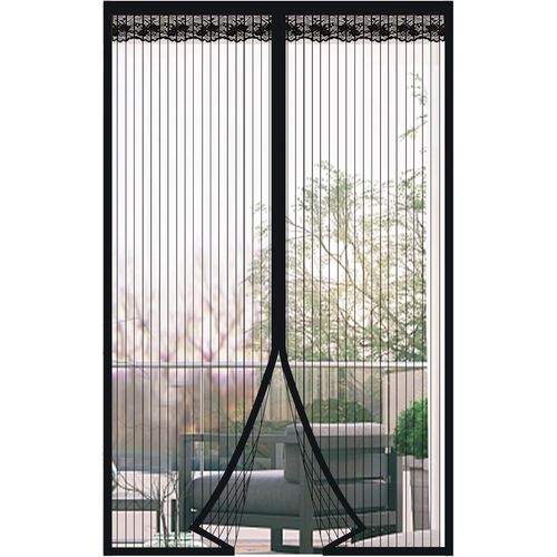 Wag-Moustiquaire Porte Fenetre Magnétique 100x210cm Rideau De Porte Antimoustique Maille Ultra Fine Moustiquaire Avec Fermeture Aimantée Sans Perçage Pour De Balcon, Chambre, Noir