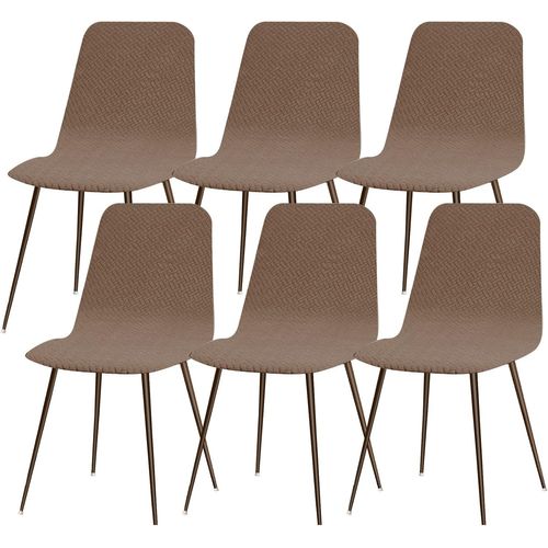 Lot De 6 Housses De Chaise Extensibles Scandinaves, Modernes Et Lavables, Universelles, Pour Chaise De Salle À Manger, De Cuisine, Décoration D'intérieur, Motif Diagonal, Camel