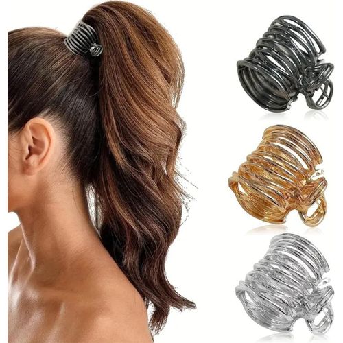 Lot De 3 Barrettes À Cheveux Moyennes En Métal Pour Femme, Pinces À Cheveux Requin, Pinces Antidérapantes Pour Queue De Cheval Haute Et Fixe, Accessoires Pour Barrettes À Cheveux 