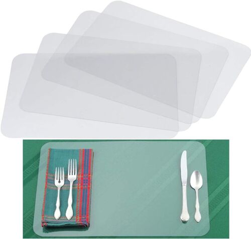 Lot De 12 Sets De Table En Plastique Transparent (43 X 28 Cm) Pour Enfants, Réutilisables, Antidérapants Et Résistants À La Chaleur