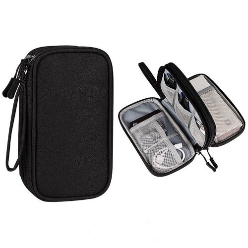 Organiseur de voyage universel pour câbles électroniques, étuis pour câbles, chargeurs, téléphones, USB et cartes Scard (gris)