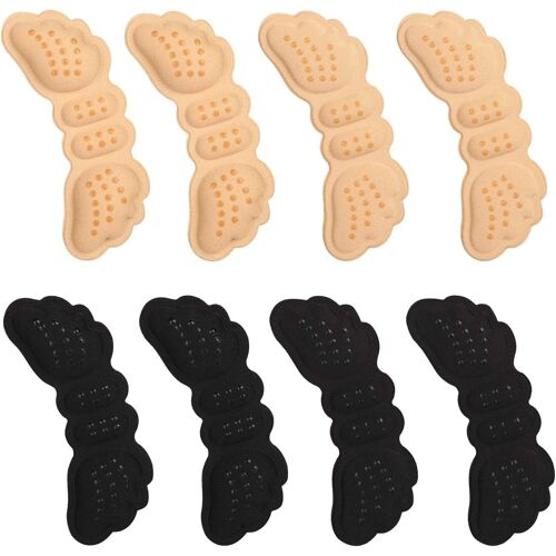 (Beige Et Noir) 4 Paires De Protège-Talons, Coussinets De Talon, Grandes Tailles, Protège-Semelles Contre Les Glissements Et Les Frottements