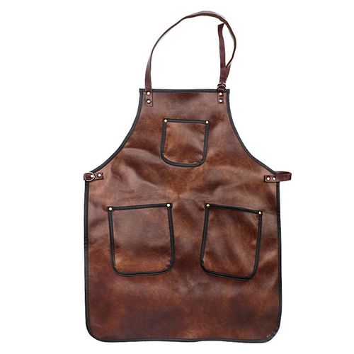 Tablier de chef pour hommes et femmes, tablier en cuir imperméable avec poches et sangles croisées pour cuisine, barbecue, cuisine, barbier, barista, tablier de travail (style 2)