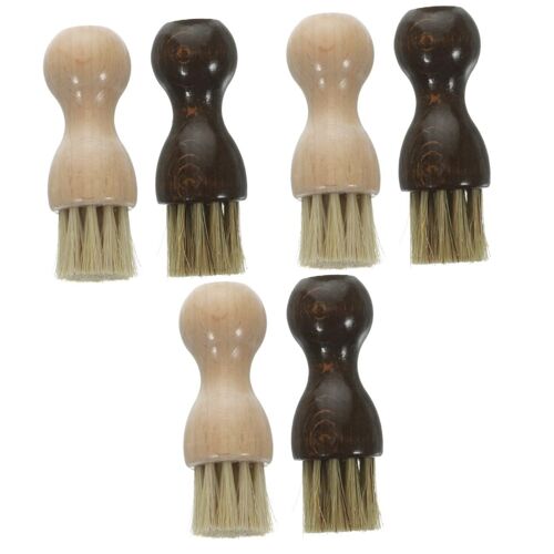 6 Pièces Brosse À Cirage Petit Sac À Main En Cuir Brosse De Nettoyage En Cuir Nettoyant Pour Cuir Chaussures De Cirage Des Cheveux Brosse Manche En Bois Brosse À Chaussures Brosse