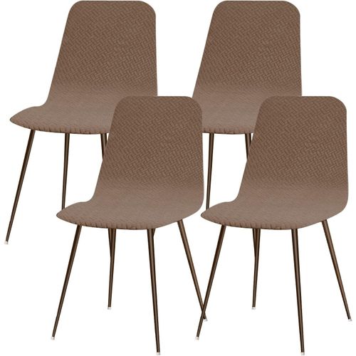 Lot De 4 Housses De Chaise Extensibles Style Scandinave, Housses De Chaise De Salle À Manger Modernes, Lavables, Universelles, Décoration De Cuisine, Diagonale, Camel
