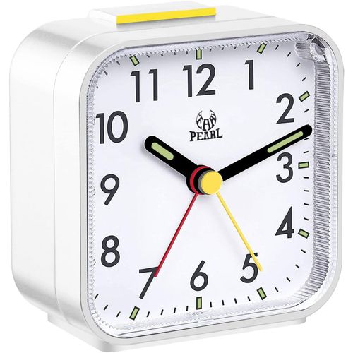 Réveil Analogique Silencieux Petite Réveil De Voyage Sans Tic-Tac Silencieux avec Veilleuse Fonction Snooze Grand écran(Blanc)