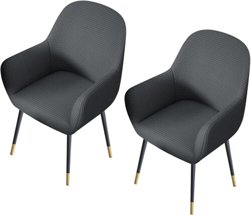 Housses de protection de chaise (gris foncé) avec accoudoirs, universelles pour salle à manger et cuisine, lot de 2