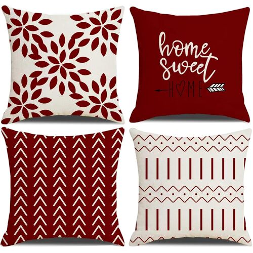 Ensemble De 4 Rouge Housse De Coussin 45x45cm Décoratif Moderne Taies D'oreiller Canapé Housse De Coussin De Décoration De Salle De Séjour Chambre À Coucher Pour Canapé Fauteuil