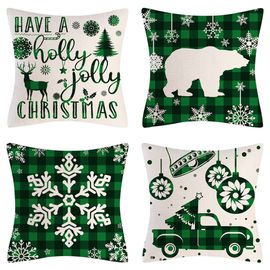 Lot De 4 Housses De Coussin De Jour 18 X 18 Cm, Motif Camion Porte-Bonheur Vert, Décorations De Jour, Housses De Coussin De Printemps Pour La Maison, La Chambre, Le Canapé Ou La Voiture
