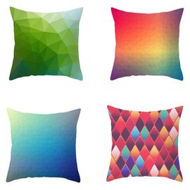 Lot De 4 Housses De Coussin Carrées En Polyester À Imprimé Géométrique Pour Canapé, Décoration D'intérieur (9-12)