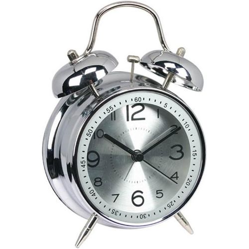 CMJAAGUR-4" Métal Jumelle Cloche Alarme Horloge Chevet Facile Réglage Bruyant Batterie Opéré Voyage Quartz Réveil Mécanique Réveil Pour Les Enfants (Argent)[M593]