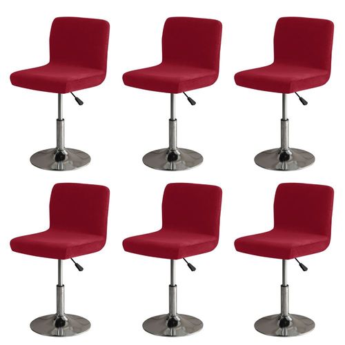 Lot De 6 Housses De Chaise De Bar Rouge Bordeaux, Extensibles Et Amovibles, Avec Dossier, Pour Chaise Pivotante Courte Avec Dossier (Sans Chaises)