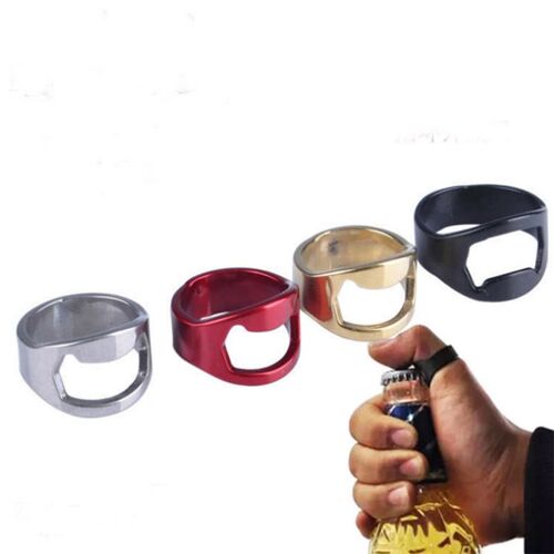 Ouvre-Bouteille Anneau De Doigt Anneau Ouvre-Bouteille Ouvre-Bouteille En Métal Ouvre-Bouteille De Biere En Acier Inoxydable, Noir