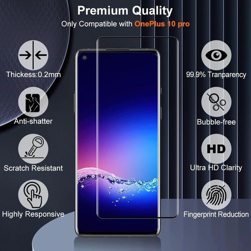 Verre Trempé Pour Oneplus 10 Pro, 2 Pièces Haut Définition Protection Écran, Vitre Protection De Anti Rayures, 3d Couverture Complète, Dureté 9h, Sensible Au Toucher