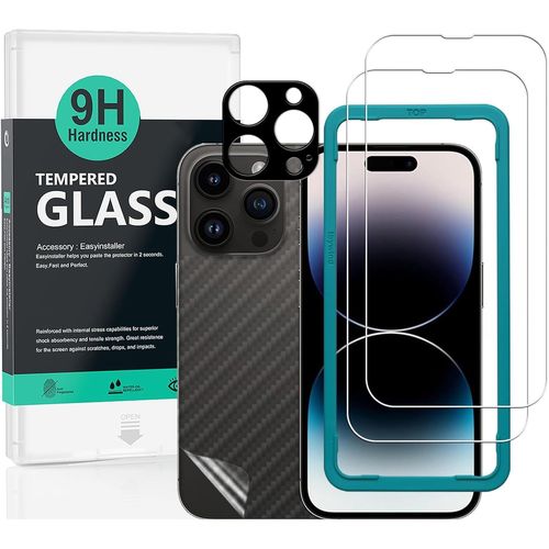 KAL-Protection Écran Pour Iphone 14 Pro Max 6,7"",Vec Protecteur D'Objectif De En Métal,Sans Bulles