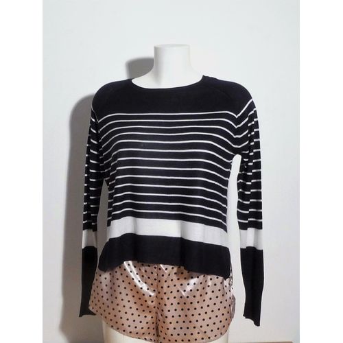 Pull Léger Bleu Marine À Rayures Horizontales Blanc- Taille S- Zara