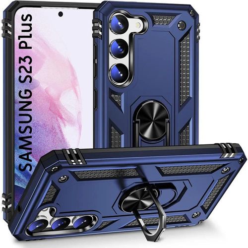 Coque Pour Samsung Galaxy S23+ (S23 Plus) Anneau Support Protection Renforcée Anti-Choc Bleu Marine - Booling