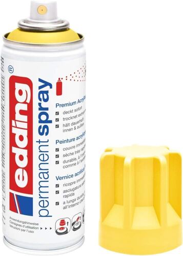 Spray Permanent - Jaune Trafic Mat - 200 Ml - Peinture Acrylique Pour Peindre Ou Décorer Verre, Métal, Bois, Céramique, Plastique, Toile - Peinture Acrylique En Aérosol
