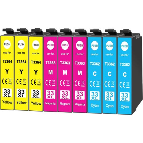 9X 33XL Cartouches d'encre Compatibles avec Epson 33XL Cyan Magenta Jaune pour Epson Expression Premium XP-530 XP-540 XP-7100 XP-900 XP-630 XP-635