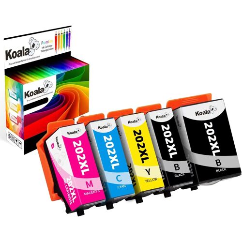 Compatible Cartouche d'Encre Replacement pour Epson 202 XL 202XL pour Workforce Epson Expression Premium XP-6000 XP-6005 XP-6100 XP-6105 Imprimante (Noir, Noir Photo, Cyan, Magenta, Jaune)